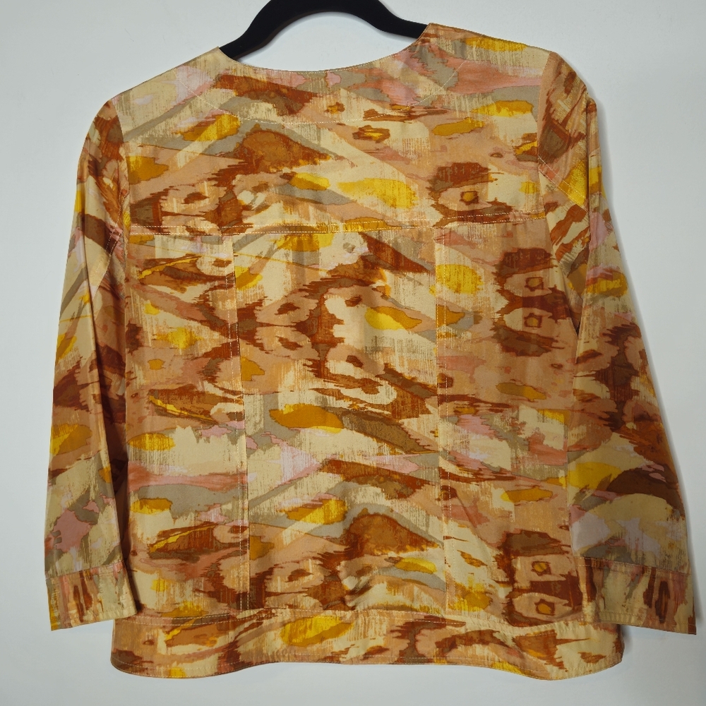 Pendleton Silk Multicolor Button Colorful Abstract Blouse Jacket Small Petite - Picture 4 of 5